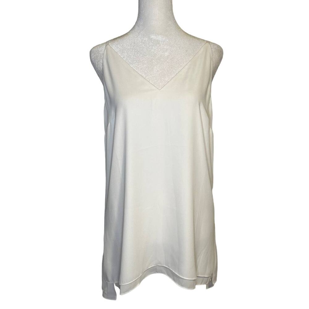 White House Black Market white double layer v-neck tank top size S NWT